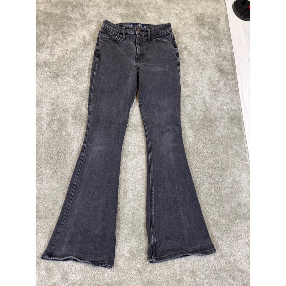 Hollister High-Rise Vintage Flare Jeans Washed Black 0S W24 L30 Stretch